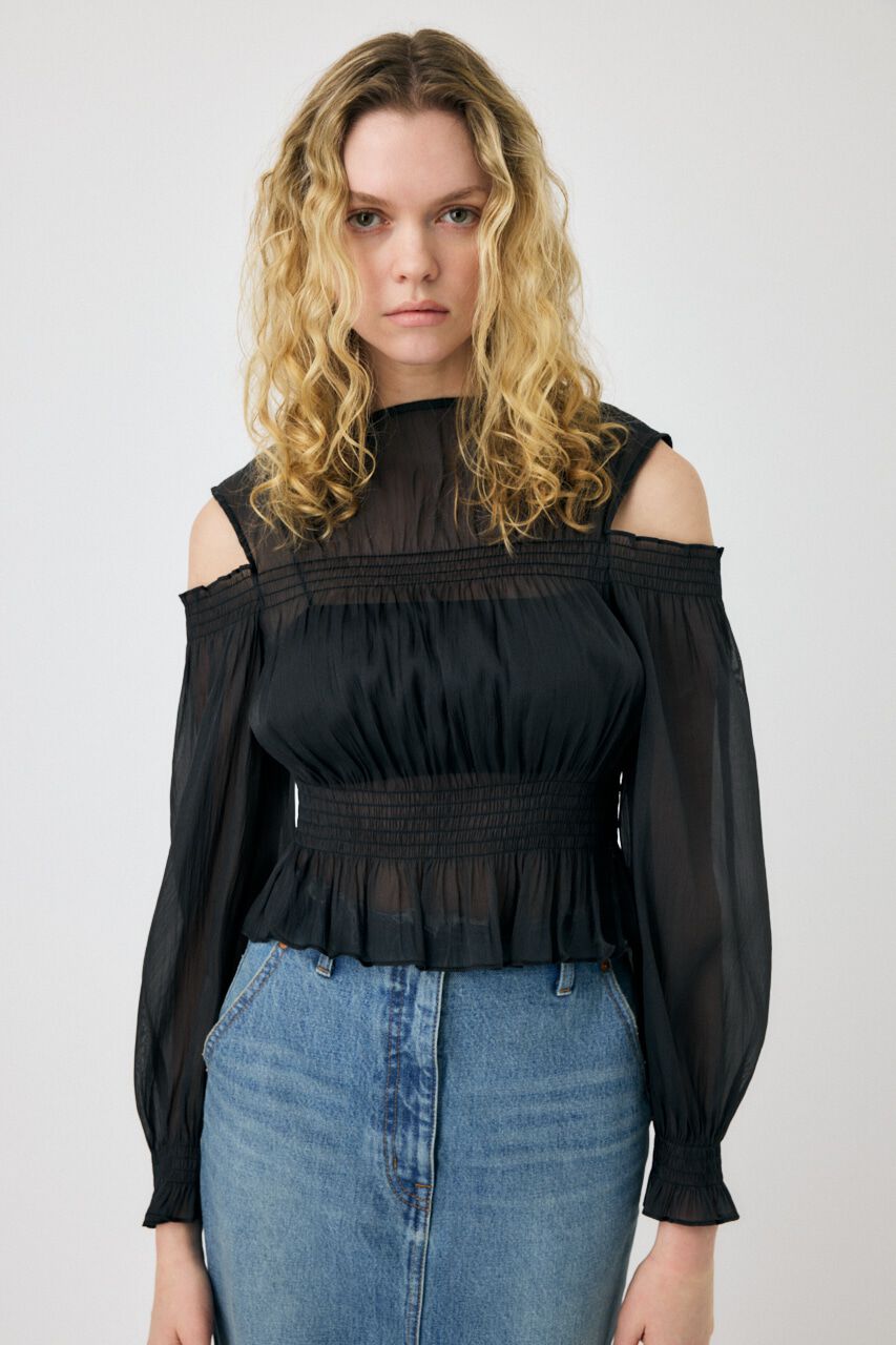 MOUSSY「SHEER GATHER ブラウス」|シャツ・ブラウス|