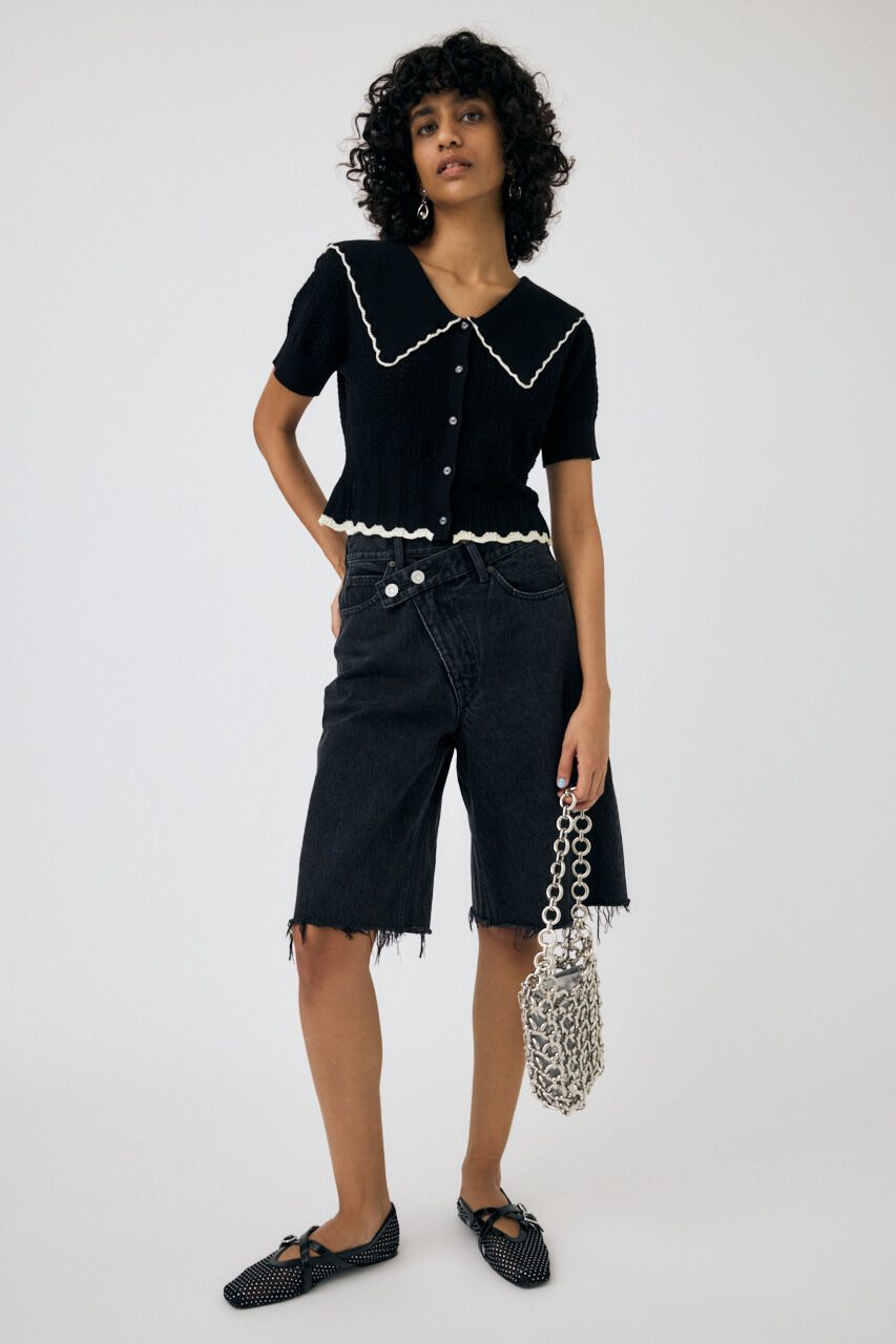 MOUSSY「KNIT LACEWORK COLLAR カーディガン」|ニット・セーター|