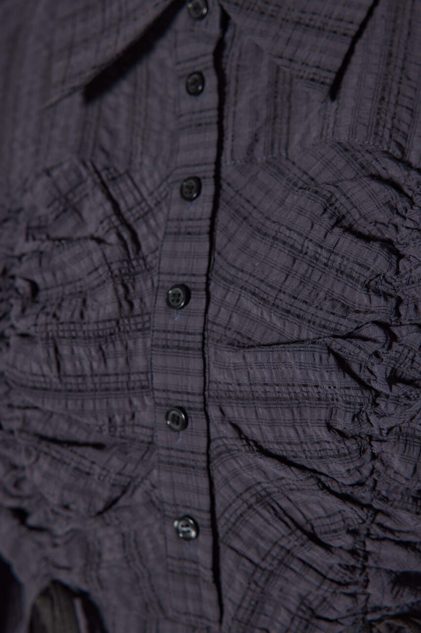 rienda「フロントシャーリングリボンミニシャツフレアワンピース」|ワンピース|