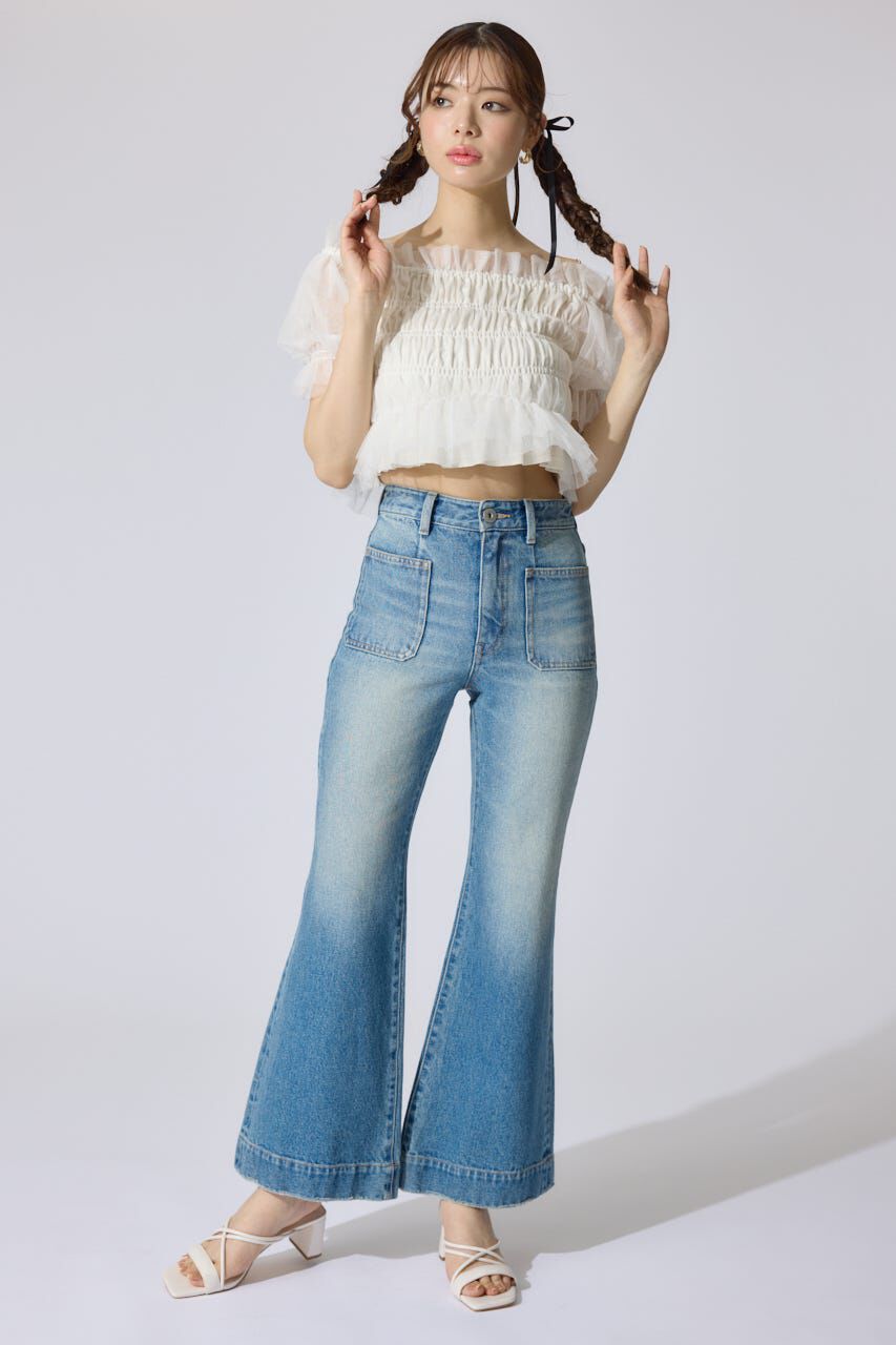 rienda「シアーオフショルショートスリーブブラウス」|シャツ・ブラウス|