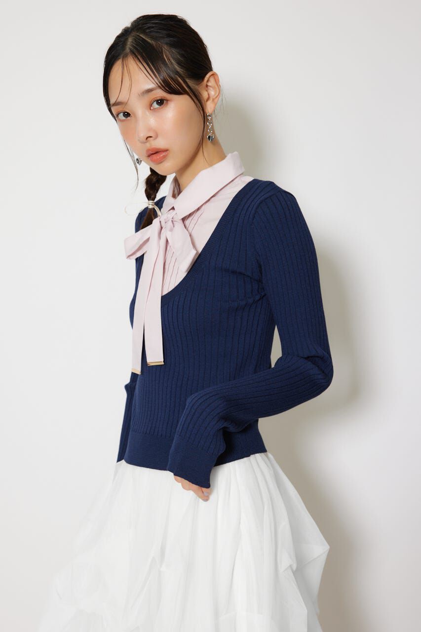 rienda「シャツドッキングロングスリーブニットトップス」|ニット・セーター|