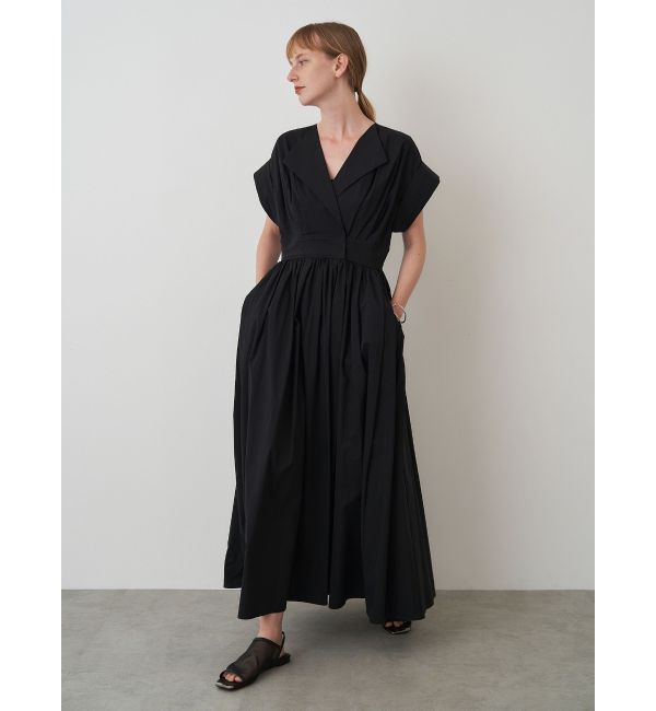 ELENDEEK「OPEN COLLAR SHIRT OP」|ワンピース|ブラック
