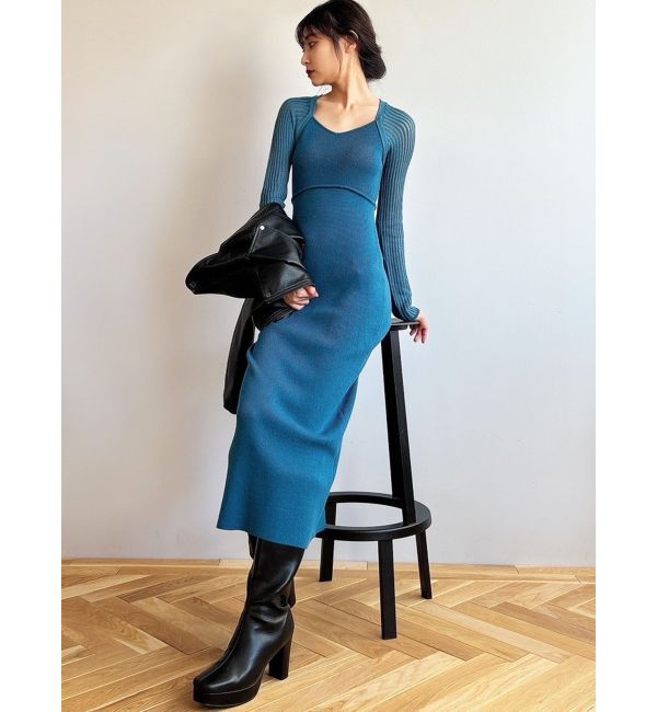 RESEXXY「スリーブメッシュタイトニットワンピース」|ワンピース|