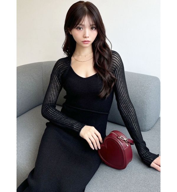 RESEXXY「スリーブメッシュタイトニットワンピース」|ワンピース|