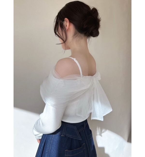 RESEXXY「バックリボンオフショルニットトップス」|ニット・セーター|