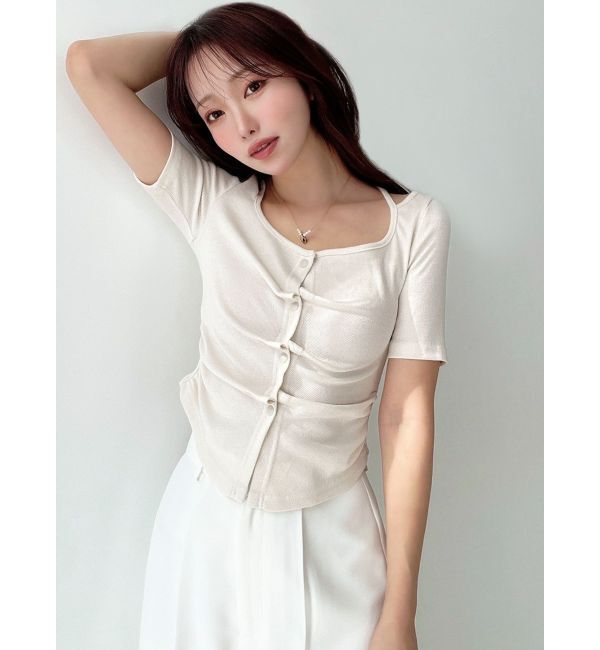 RESEXXY「センタータックショートスリーブトップス」|Tシャツ・カットソー|