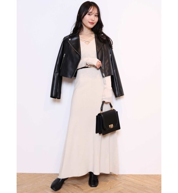 MERCURYDUO「コンパクトフェイクレザーライダースジャケット」|その他|