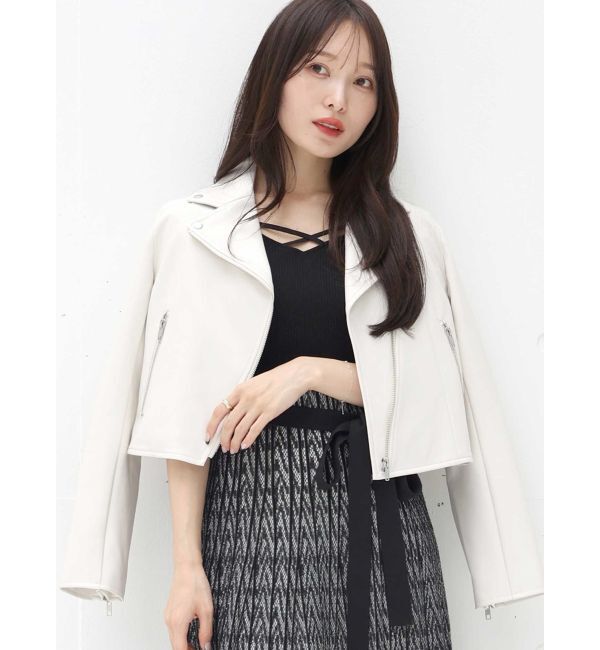 MERCURYDUO「コンパクトフェイクレザーライダースジャケット」|その他|