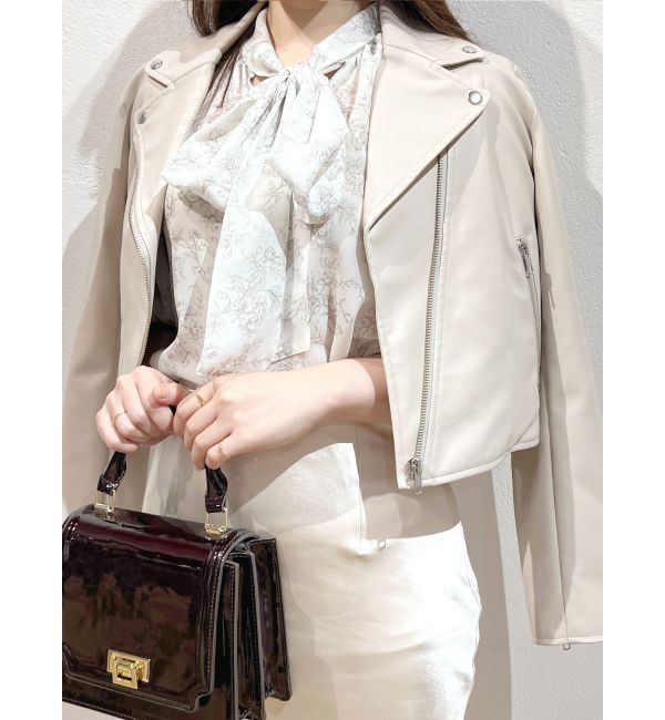 MERCURYDUO「コンパクトフェイクレザーライダースジャケット」|その他|