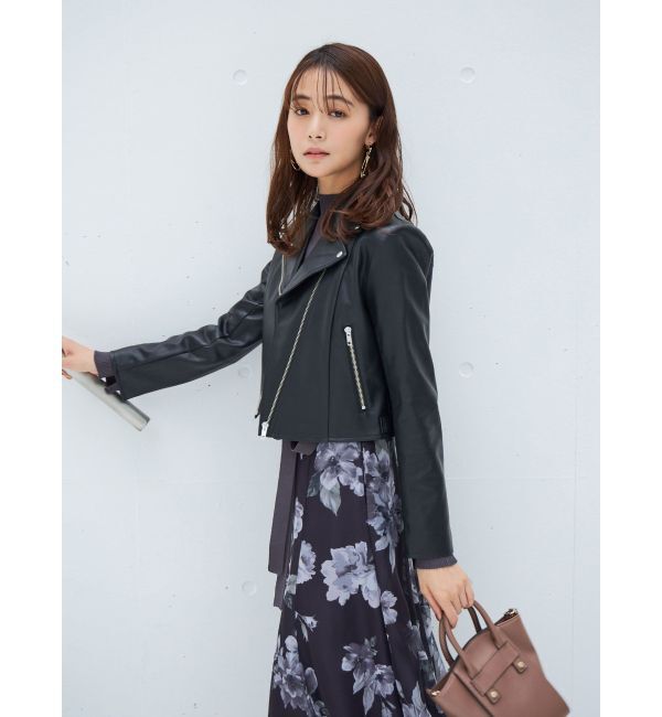 MERCURYDUO「コンパクトフェイクレザーライダースジャケット」|その他|