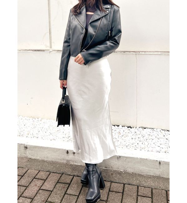 MERCURYDUO「コンパクトフェイクレザーライダースジャケット」|その他|