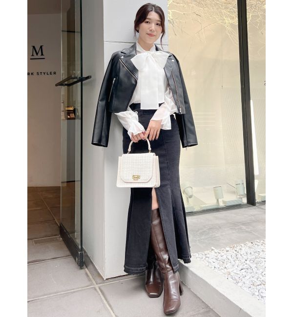 MERCURYDUO「コンパクトフェイクレザーライダースジャケット」|その他|