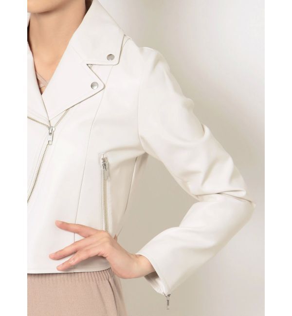 MERCURYDUO「コンパクトフェイクレザーライダースジャケット」|その他|