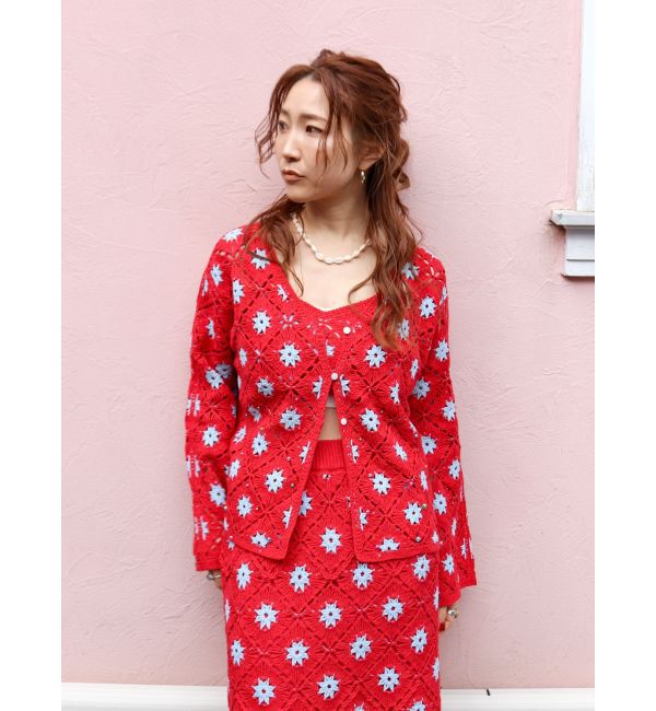 Ungrid「ビーズコンビニットカーデ」|カーディガン|