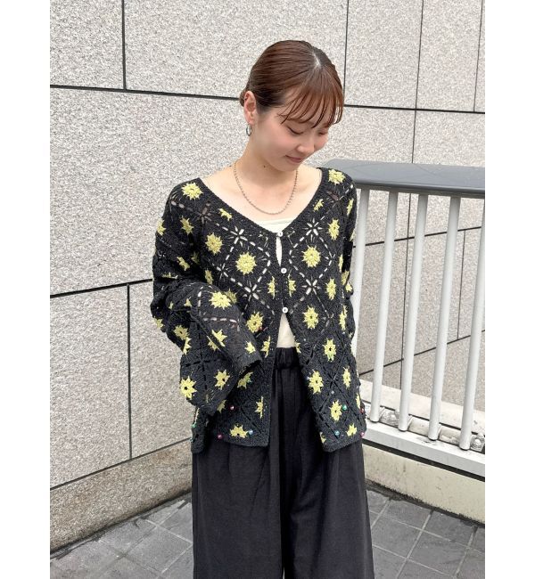 Ungrid「ビーズコンビニットカーデ」|カーディガン|