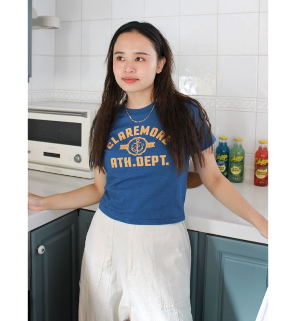 Ungrid「CLAREMOREコンパクトロゴTee」|Tシャツ・カットソー|ブルー