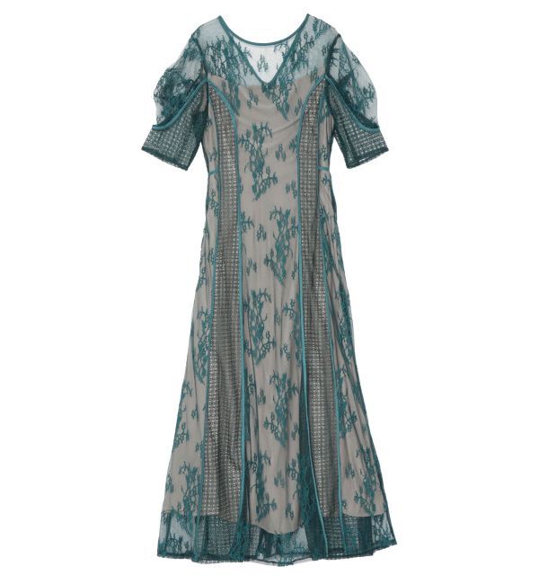 LAGUNAMOON「LADYパネルレースワンピース」|ワンピース|グリーン