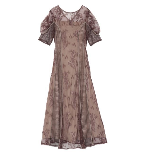 LAGUNAMOON「LADYパネルレースワンピース」|ワンピース|モカ