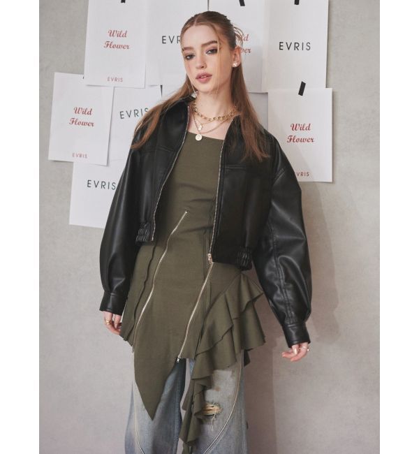 EVRIS「アシンメトリージップワンピース」|ワンピース|