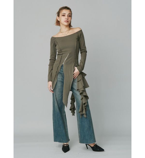 EVRIS「アシンメトリージップワンピース」|ワンピース|