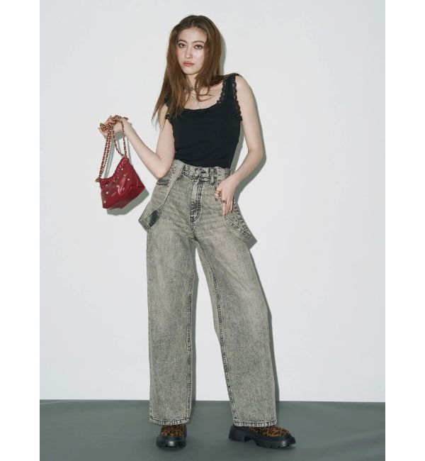 EVRIS「2WAYサロペットワイドデニムパンツ」|デニム|