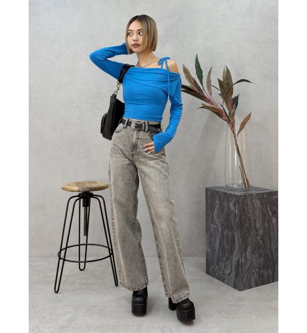 EVRIS「2WAYサロペットワイドデニムパンツ」|デニム|