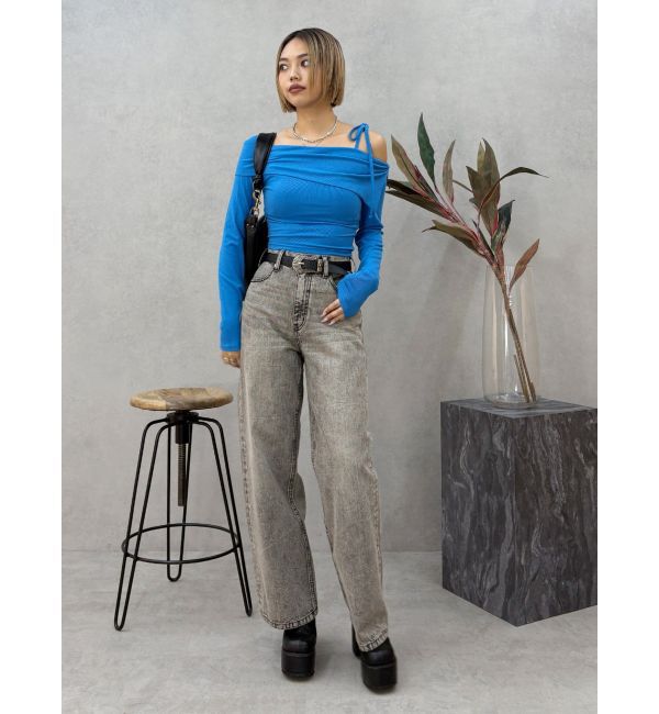 EVRIS「2WAYサロペットワイドデニムパンツ」|デニム|