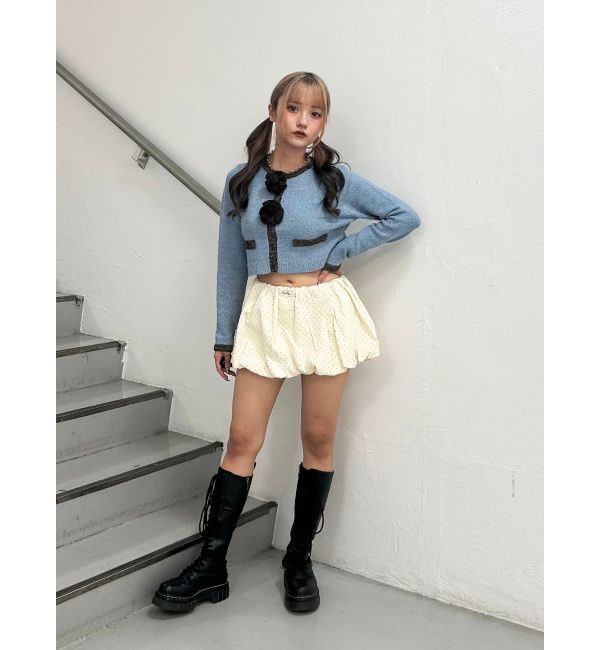 jouetie「バイカラーコサージュカーデ」|カーディガン|