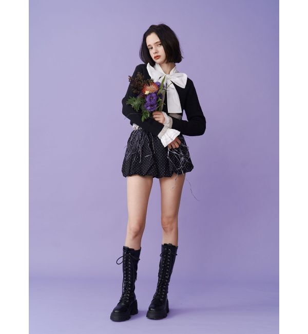 jouetie「バイカラーコサージュカーデ」|カーディガン|