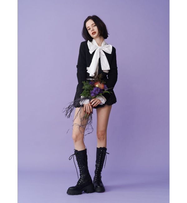 jouetie「バイカラーコサージュカーデ」|カーディガン|