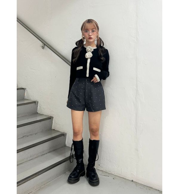 jouetie「バイカラーコサージュカーデ」|カーディガン|