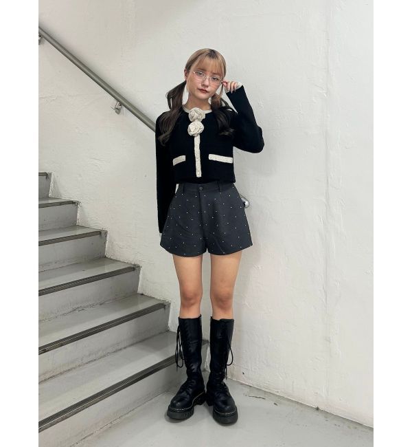 jouetie「バイカラーコサージュカーデ」|カーディガン|