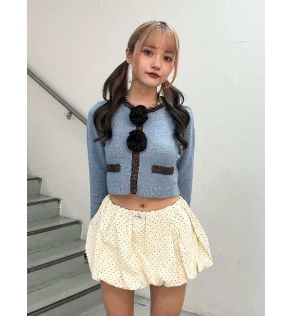 jouetie「バイカラーコサージュカーデ」|カーディガン|