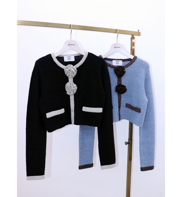 jouetie「バイカラーコサージュカーデ」|カーディガン|