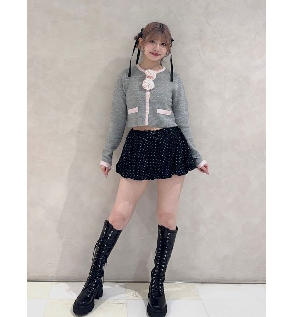 jouetie「バイカラーコサージュカーデ」|カーディガン|