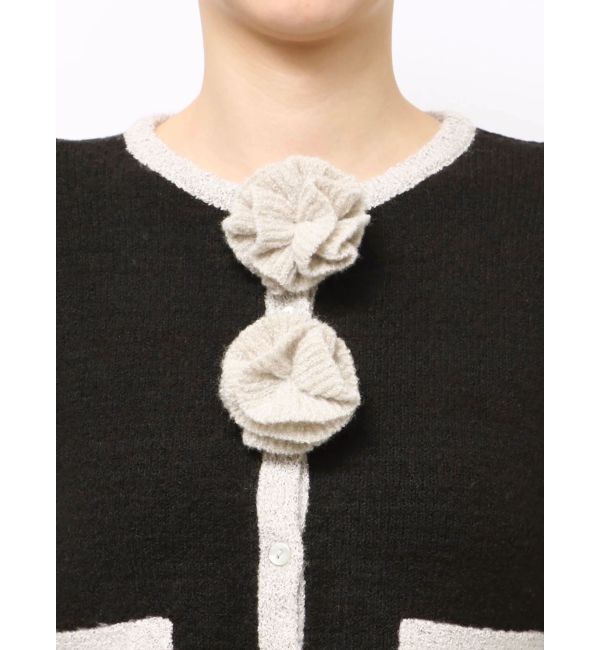 jouetie「バイカラーコサージュカーデ」|カーディガン|