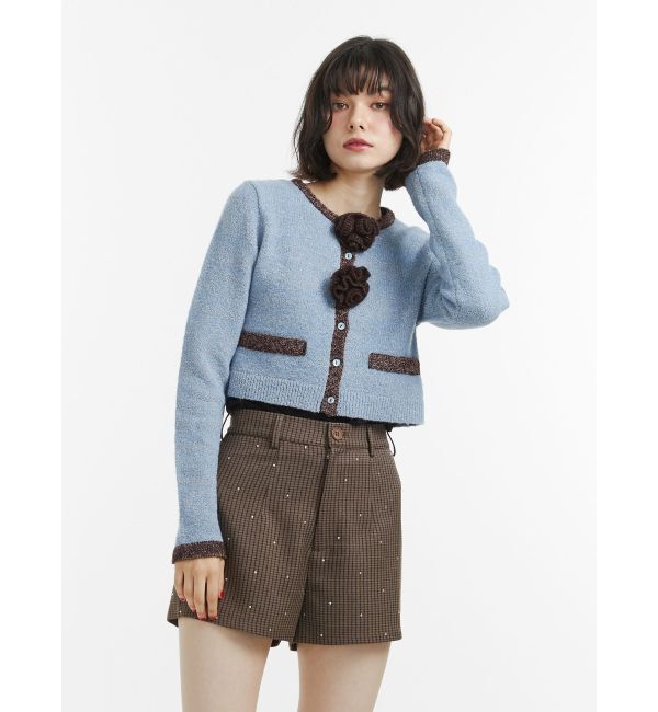 jouetie「バイカラーコサージュカーデ」|カーディガン|