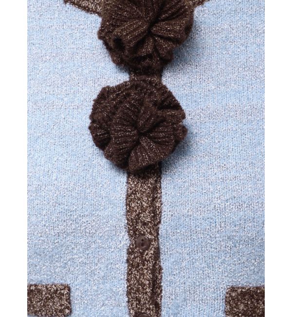 jouetie「バイカラーコサージュカーデ」|カーディガン|