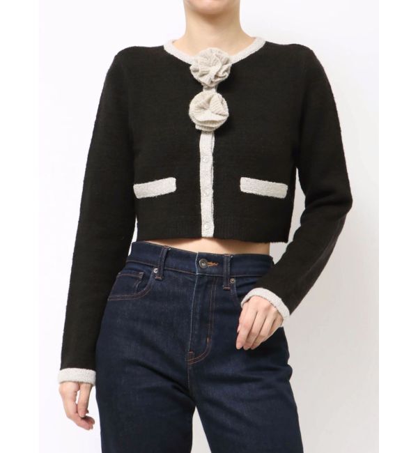 jouetie「バイカラーコサージュカーデ」|カーディガン|