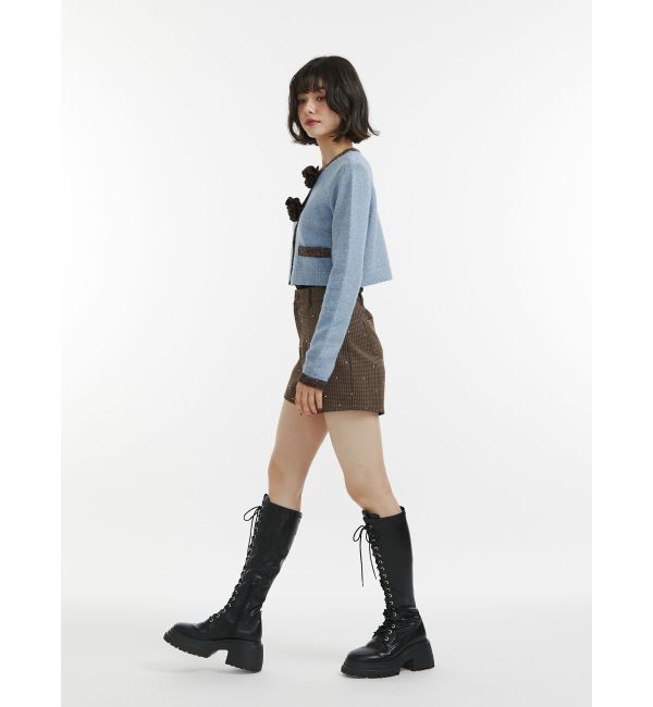 jouetie「バイカラーコサージュカーデ」|カーディガン|