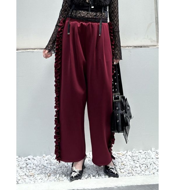 jouetie「バレルレッグフリルトラックパンツ」|その他|ボルドー