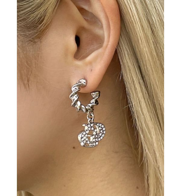 GYDA「JEYSUS GDラインストーンフープピアス」|ピアス|シルバー