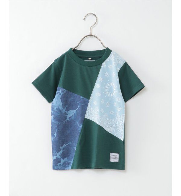 ikka kids「【キッズ】デニムプリント切り替えT（120~160cm）」|Tシャツ・カットソー|グリーン