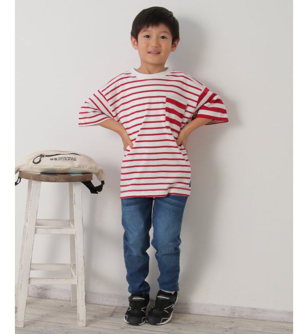 ikka kids「USAコットン イピッチボーダーポケT（120~160cm）」|Tシャツ・カットソー|