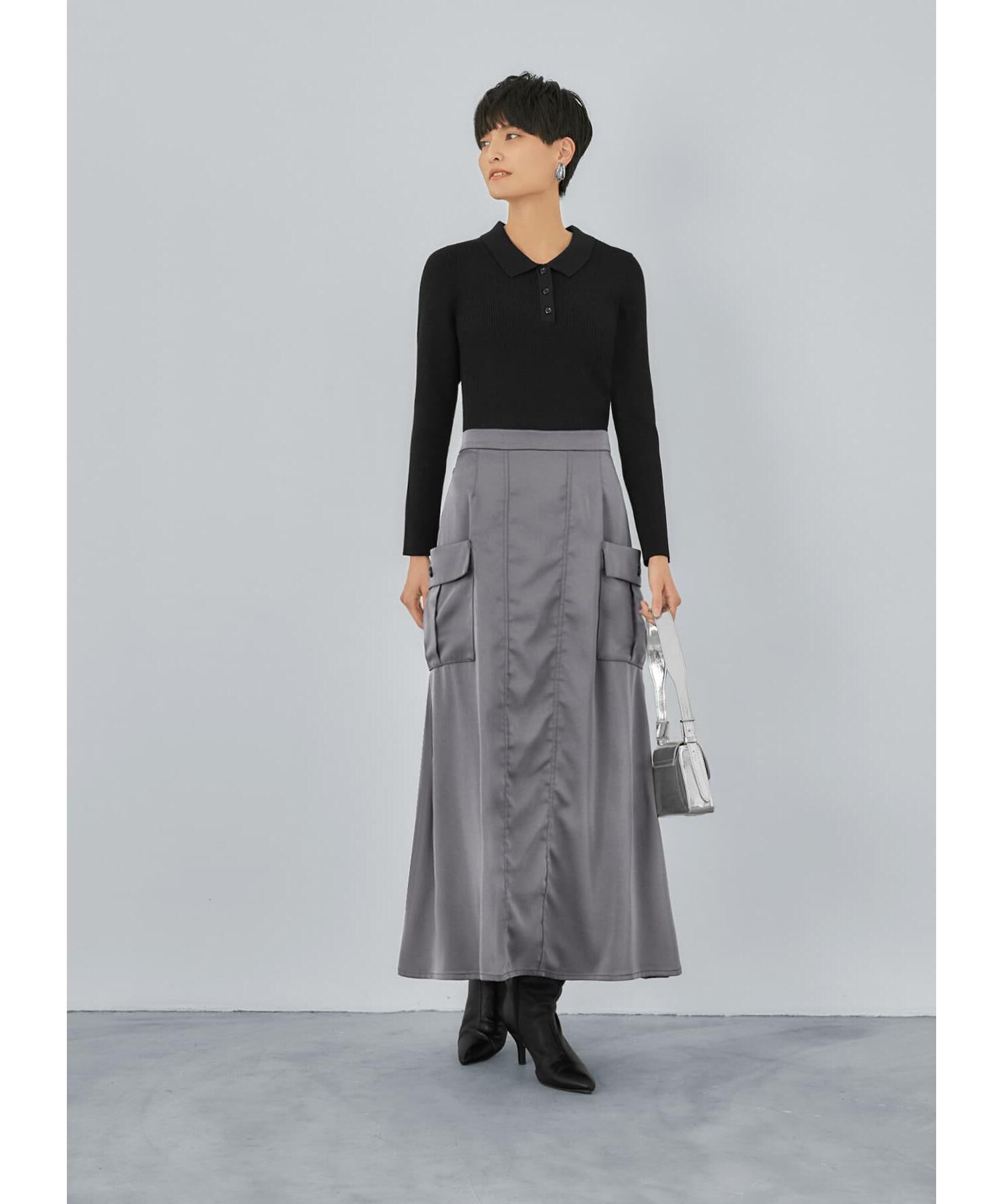 STYLE DELI「サイドポケットサテンロングスカート」|スカート|