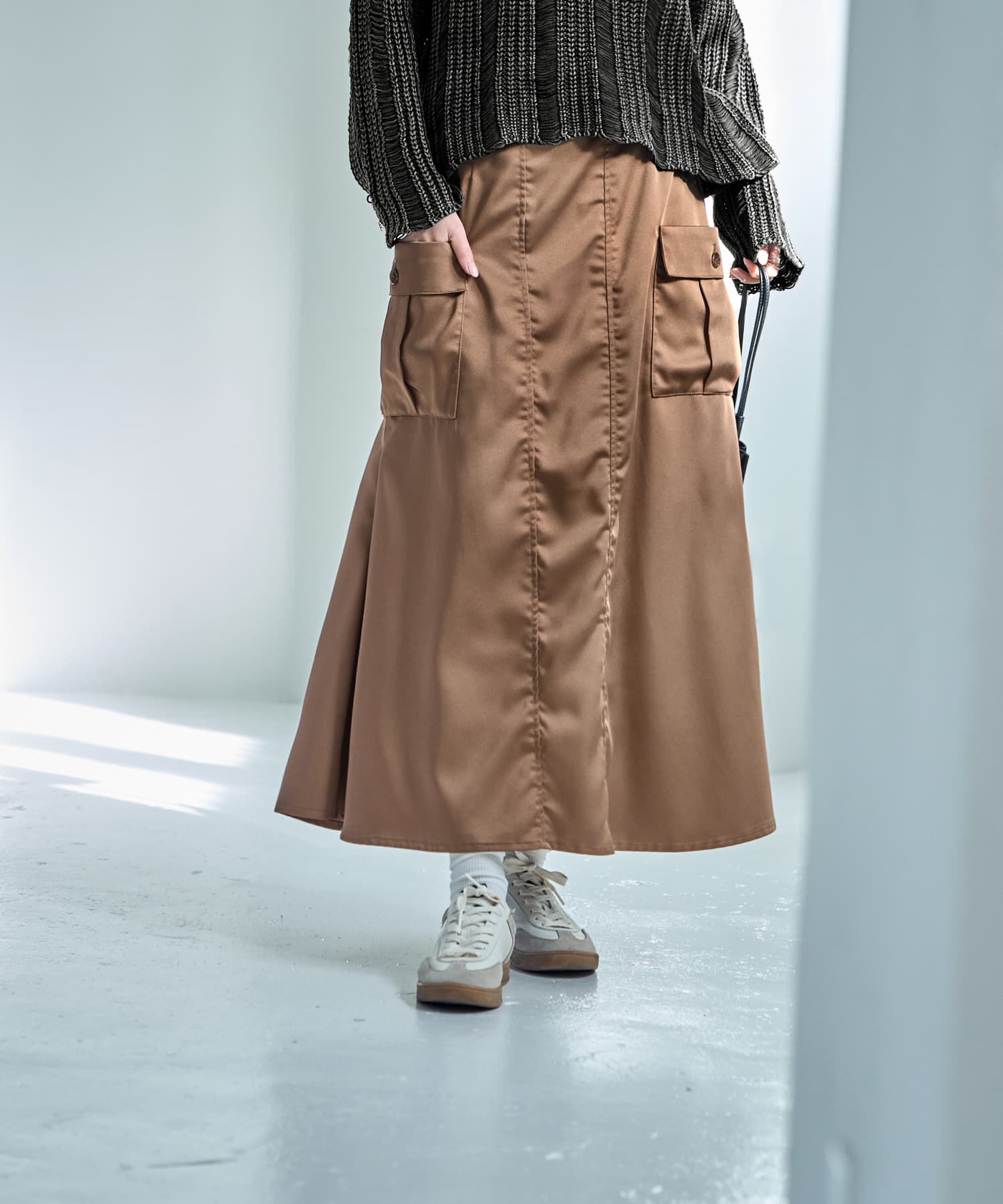 STYLE DELI「サイドポケットサテンロングスカート」|スカート|