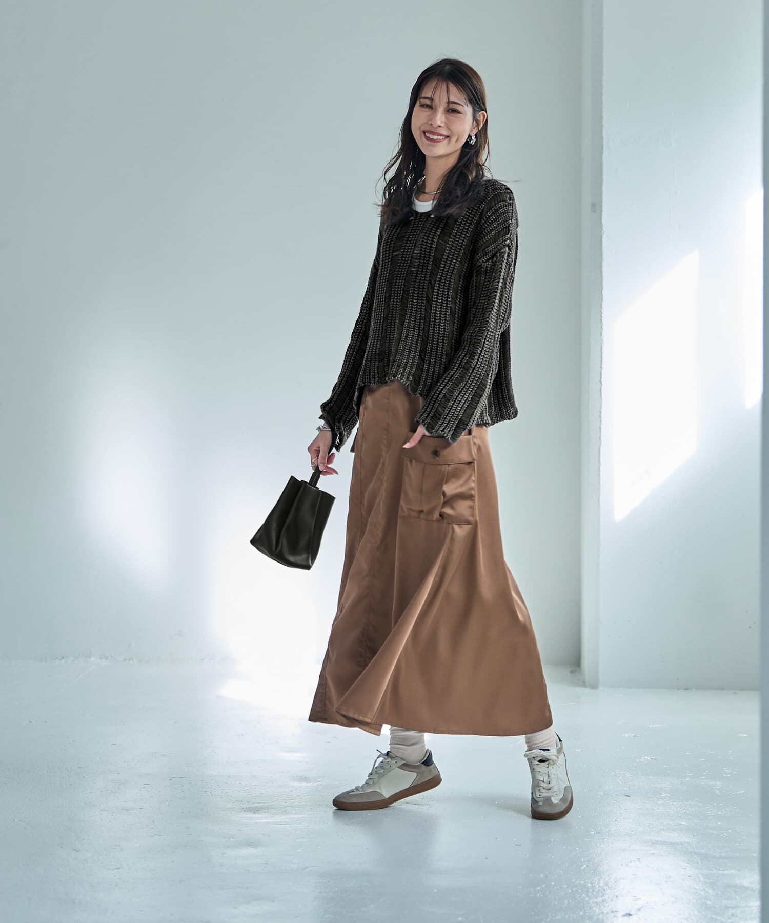 STYLE DELI「サイドポケットサテンロングスカート」|スカート|