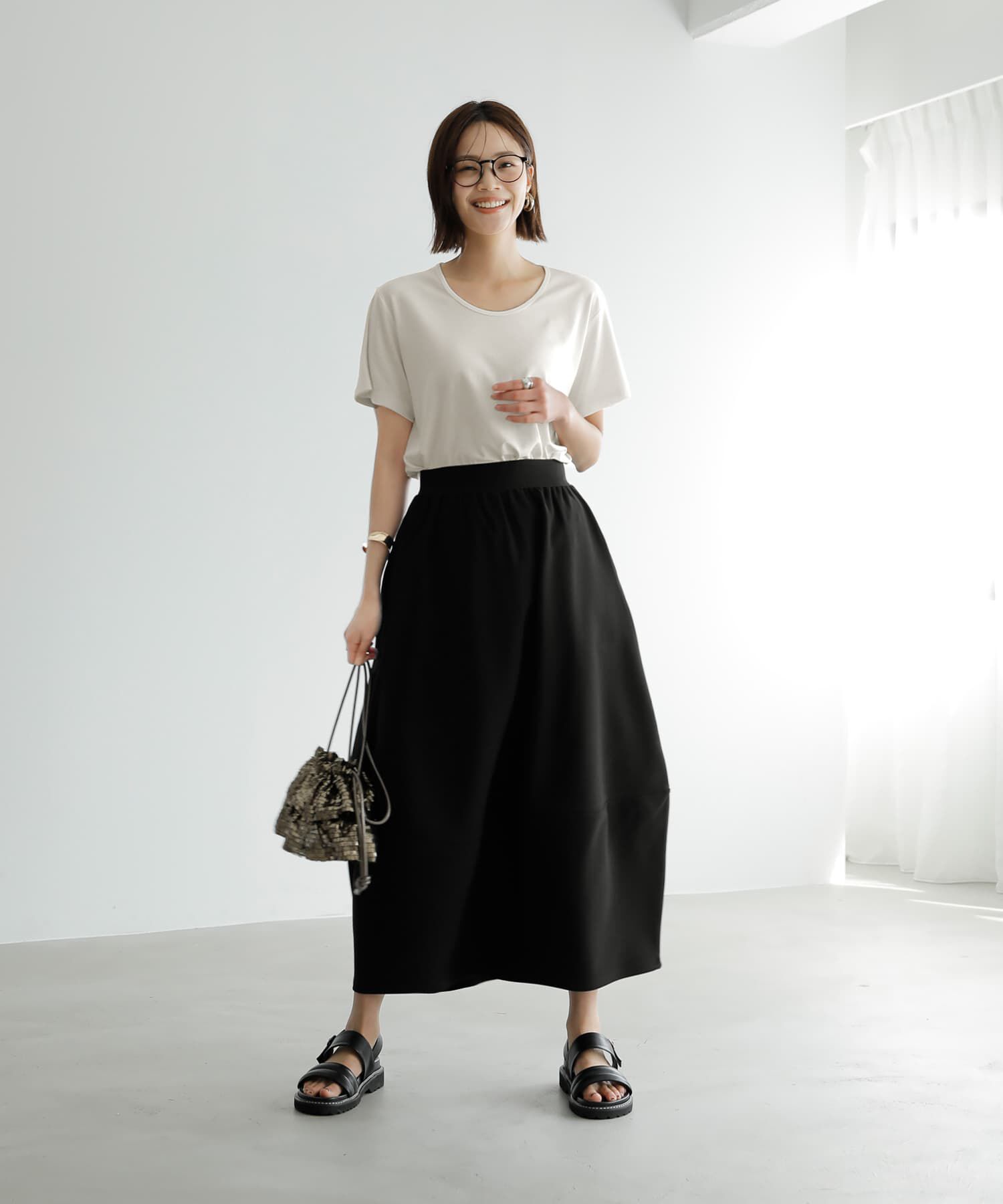 STYLE DELI「とろみ落ち感デコルテあきラウンドネックTシャツ」|Tシャツ・カットソー|