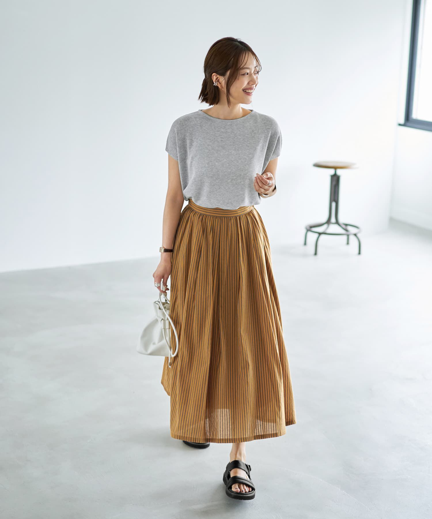 STYLE DELI「Tシャツみたいな微シアー麻調ニットトップス」|ニット・セーター|