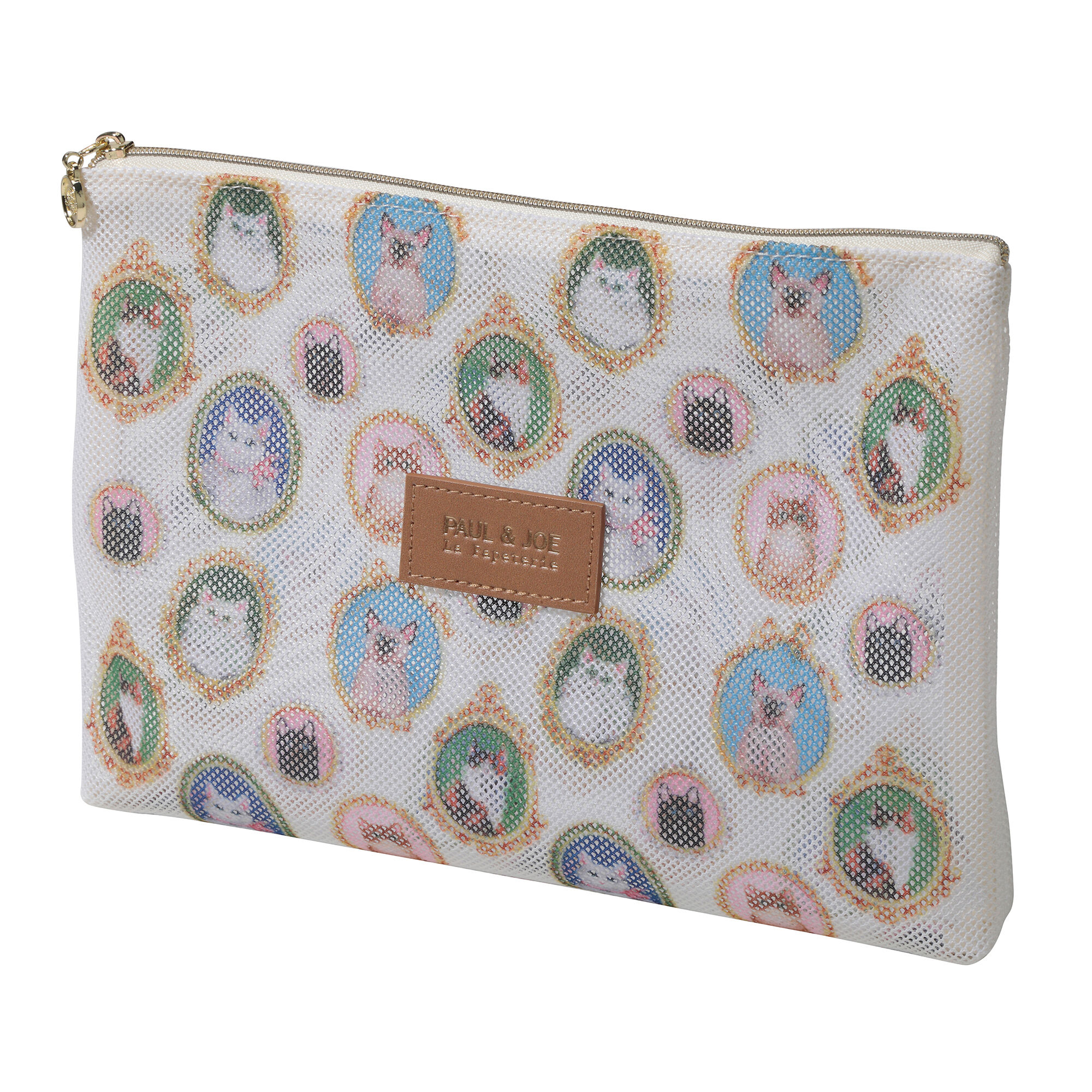 PAUL&JOE「プリントメッシュフラットポーチ／ポール＆ジョー」|ポーチ|ｷｬｯﾂ･ｶﾒｵ
